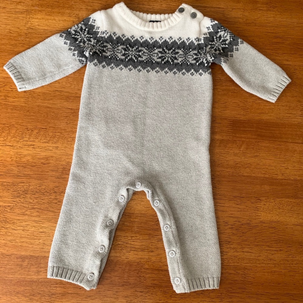 Janie and Jack one piece gray sweater outfit